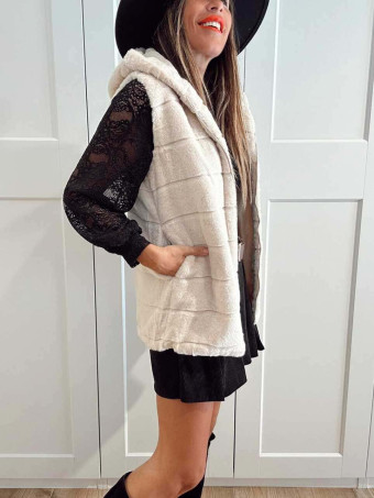 Chaleco Efecto Pelo GISELLE Beige HEVE