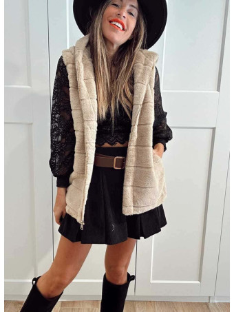 Chaleco Efecto Pelo GISELLE Taupe HEVE