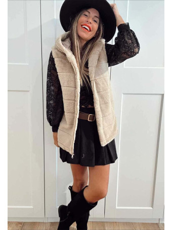 Chaleco Efecto Pelo GISELLE Taupe HEVE