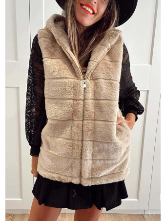 Chaleco Efecto Pelo GISELLE Taupe HEVE