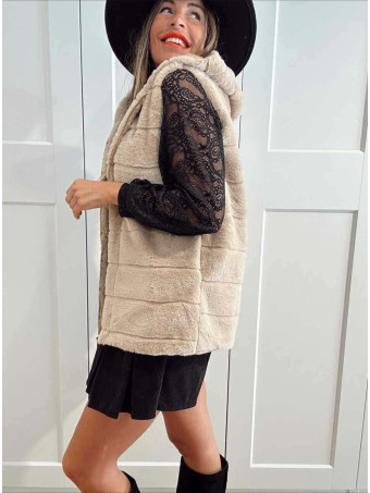 Chaleco Efecto Pelo GISELLE Taupe HEVE