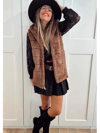 Chaleco Efecto Pelo GISELLE Marrón HEVE