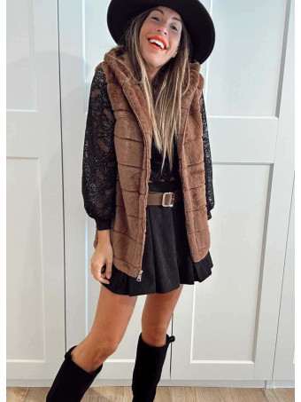 Chaleco Efecto Pelo GISELLE Marrón HEVE