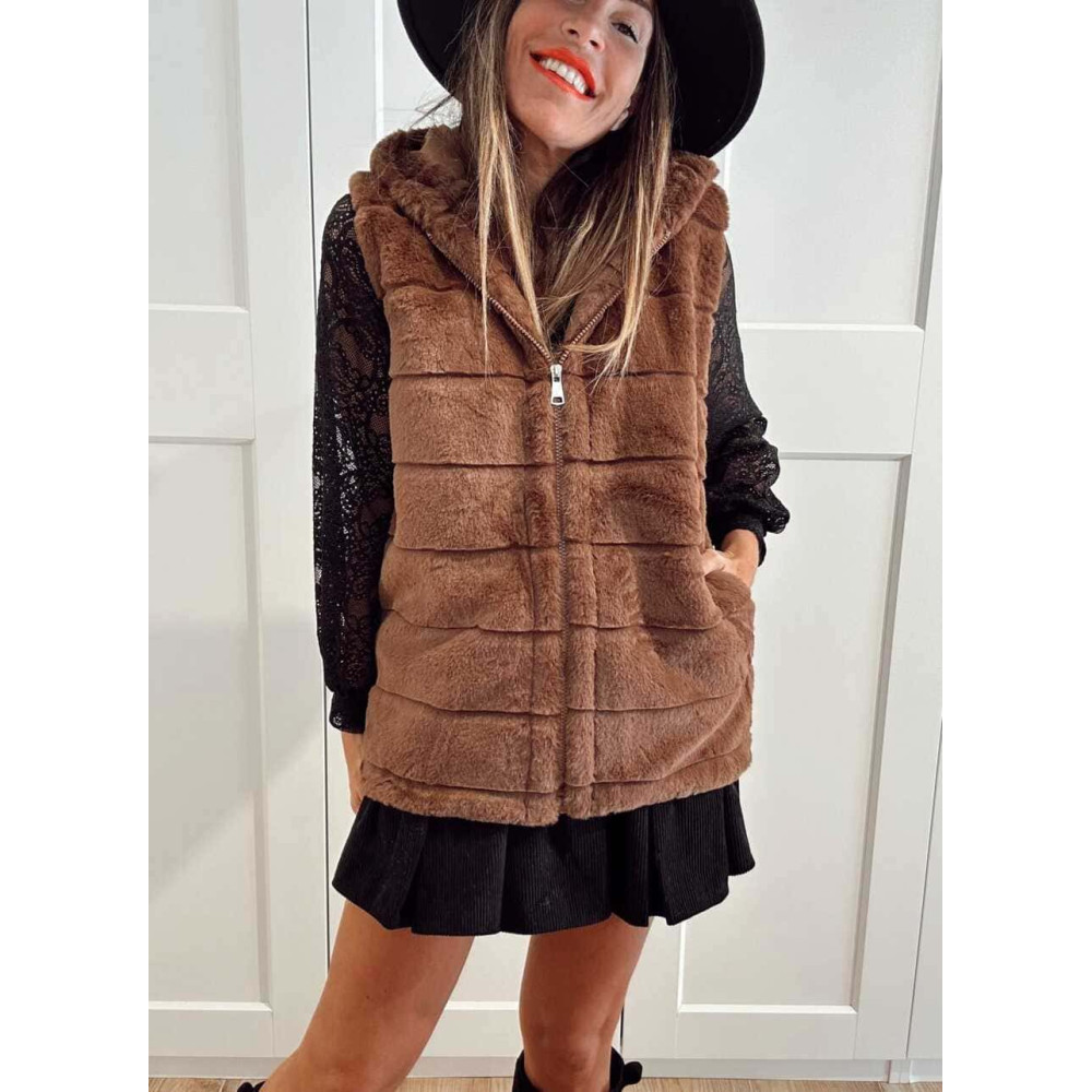 Chaleco Efecto Pelo GISELLE Marrón HEVE