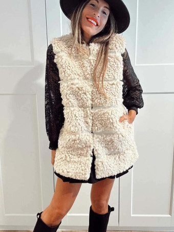 Chaleco Sherpa Rizado NORELDA Beige HEVE