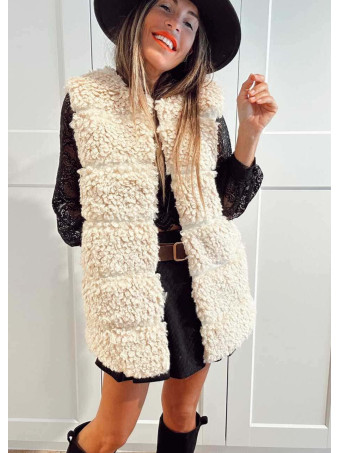Chaleco Sherpa Rizado NORELDA Beige HEVE