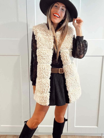 Chaleco Sherpa Rizado NORELDA Beige HEVE