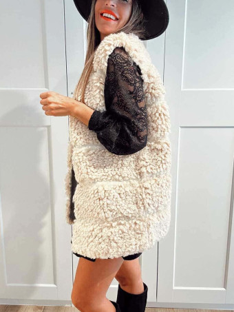 Chaleco Sherpa Rizado NORELDA Beige HEVE