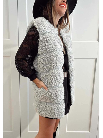 Chaleco Sherpa Rizado NORELDA Gris HEVE