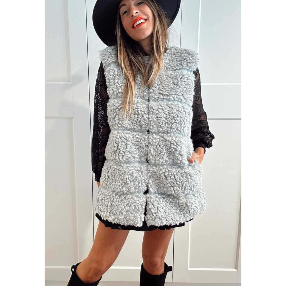 Chaleco Sherpa Rizado NORELDA Gris HEVE Chaleco Sherpa Rizado NORELDA Gris HEVE
