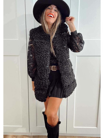 Chaleco Sherpa Rizado NORELDA Negro HEVE