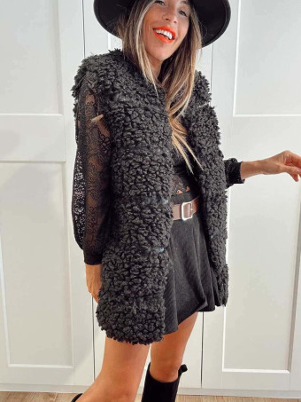 Chaleco Sherpa Rizado NORELDA Negro HEVE