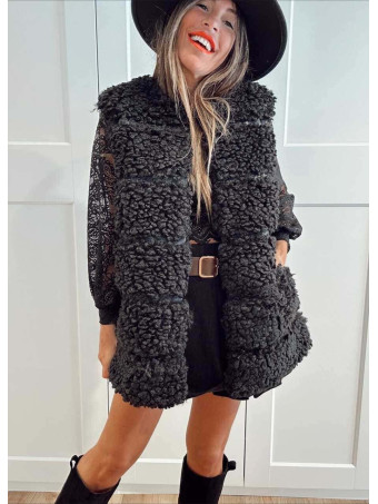 Chaleco Sherpa Rizado NORELDA Negro HEVE