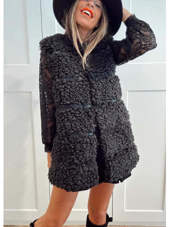 Chaleco Sherpa Rizado NORELDA Negro HEVE