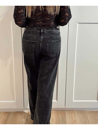 Jeans Straight Tiro Alto KROWEN Negro HEVE