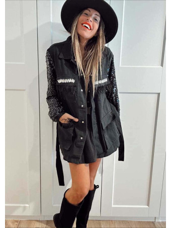 Sahariana Denim Strass DIVAT Negro HEVE