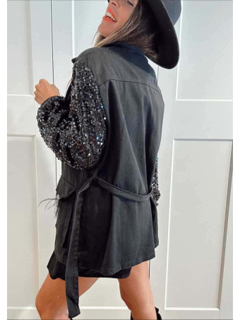 Sahariana Denim Strass DIVAT Negro HEVE