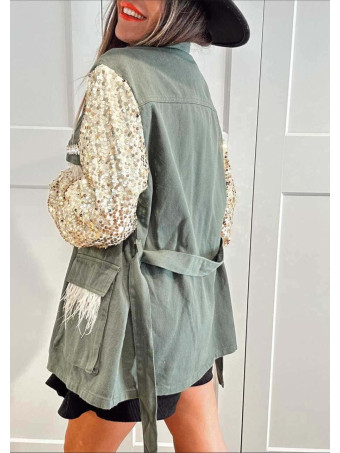 Sahariana Vaquera Strass DIVAT Verde Militar HEVE