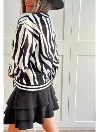 Cárdigan Print Cebra ZYNRA Negro HEVE