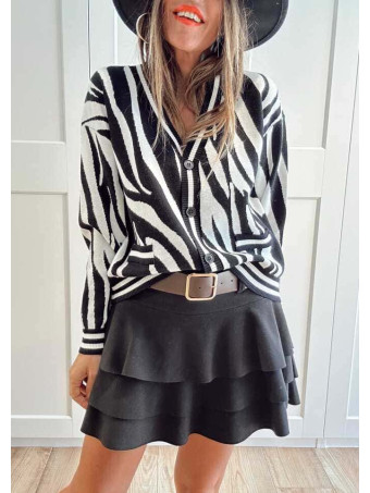 Cárdigan Print Cebra ZYNRA Negro HEVE