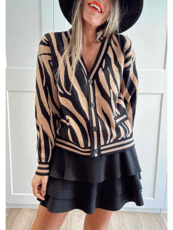 Cárdigan Print Cebra ZYNRA Camel HEVE