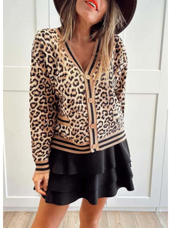 Cárdigan Print Leopardo PANTHRA Camel HEVE