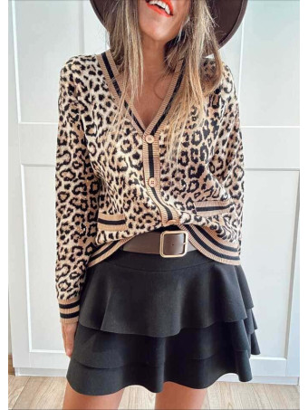 Cárdigan Print Leopardo PANTHRA Camel HEVE