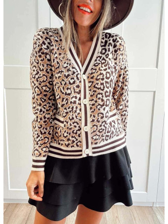 Cárdigan Print Leopardo PANTHRA Beige HEVE