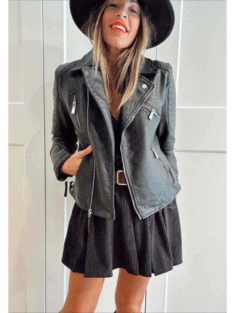 Biker Efecto Piel IDOLWILD Negro HEVE