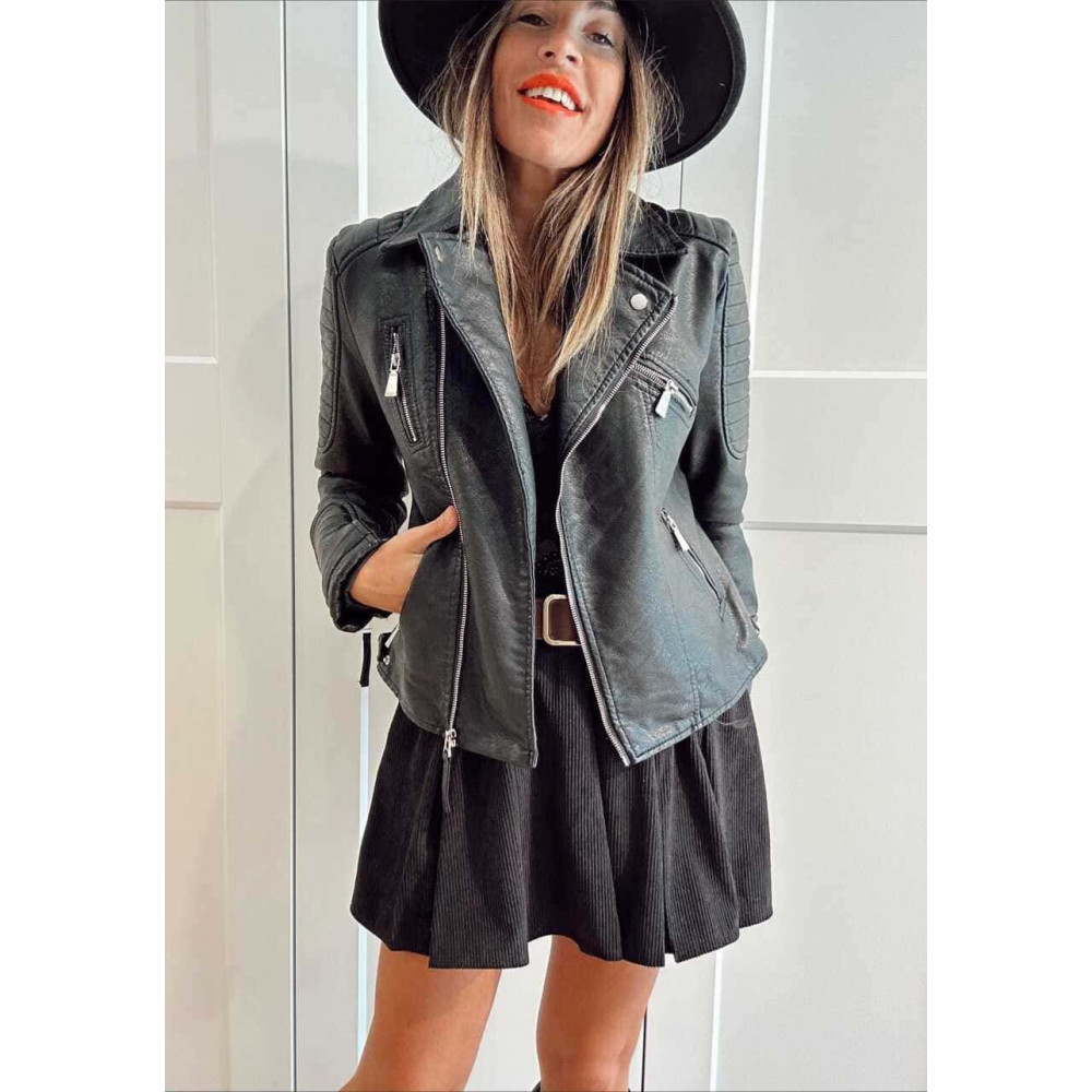 Biker Efecto Piel IDOLWILD Negro HEVE Biker Efecto Piel IDOLWILD Negro HEVE