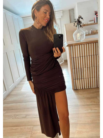 Vestido Multiposición Drapeado NAELLE Marrón HEVE