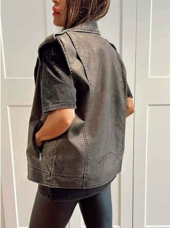 Chaleco Efecto Piel KAYLER Negro HEVE