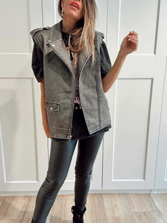 Chaleco Efecto Piel KAYLER Negro HEVE