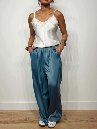 Conjunto Camisero Satinado MAZIKEEN Azul HEVE