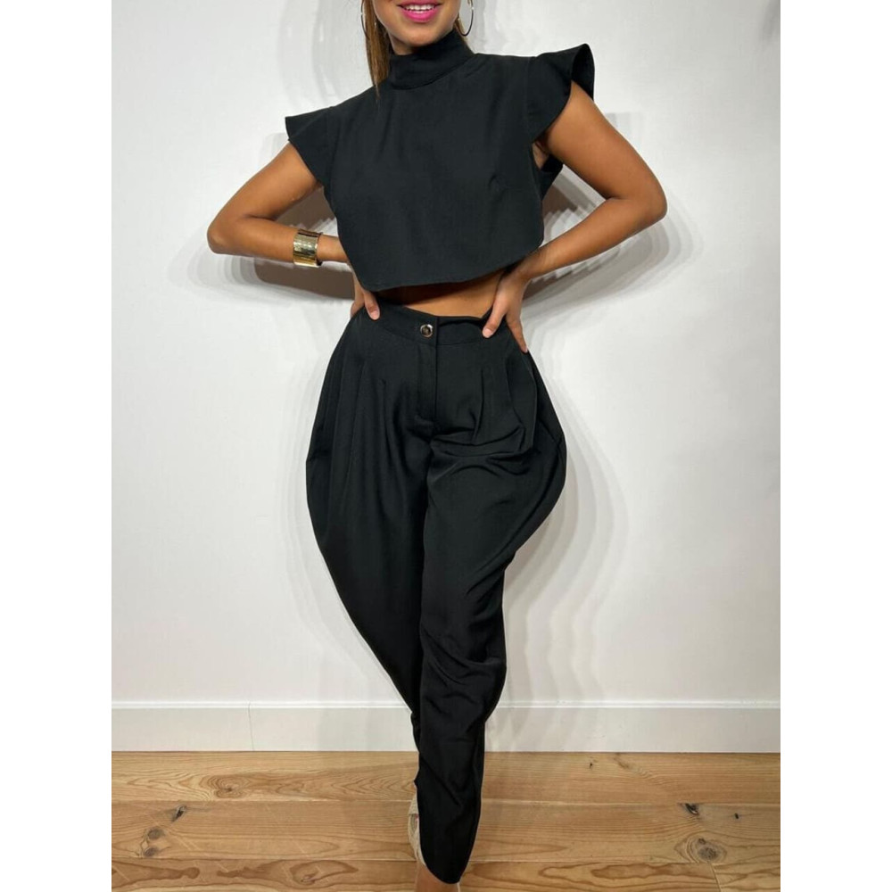 Conjunto Top y Pantalón AURAH Negro HEVE