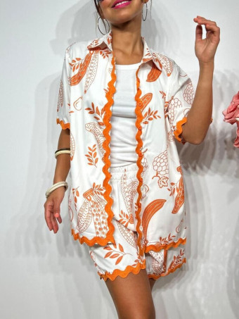 Conjunto Camisero Estampado WAYEKA Naranja HEVE Conjunto Camisero Estampado WAYEKA Naranja HEVE