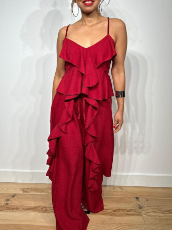 Conjunto Top Extra-Long y Pantalón GHODES Burdeos HEVE