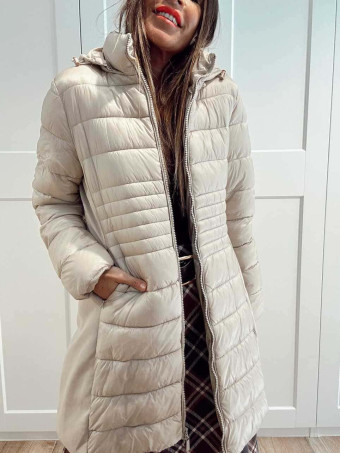 Abrigo Acolchado con Capucha SORENZA Beige HEVE