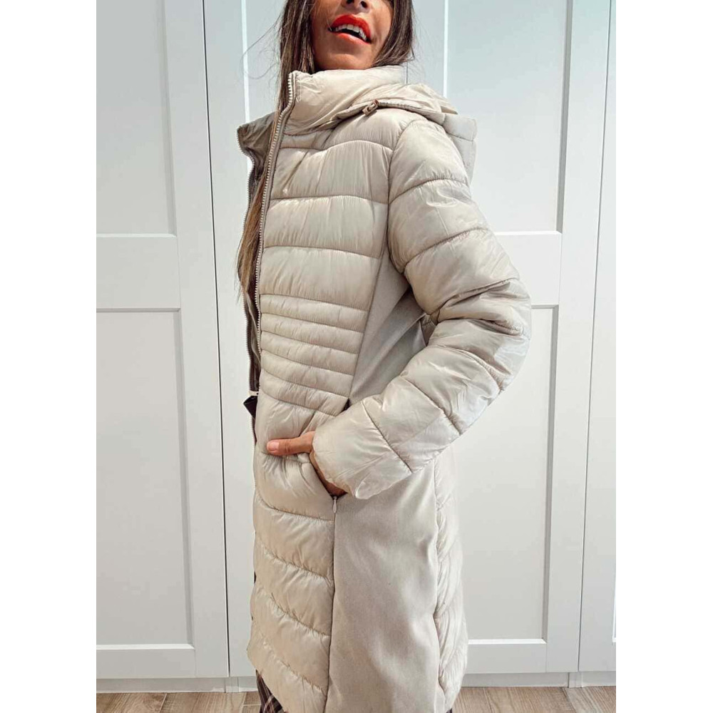 Abrigo Acolchado con Capucha SORENZA Beige HEVE Abrigo Acolchado con Capucha SORENZA Beige HEVE