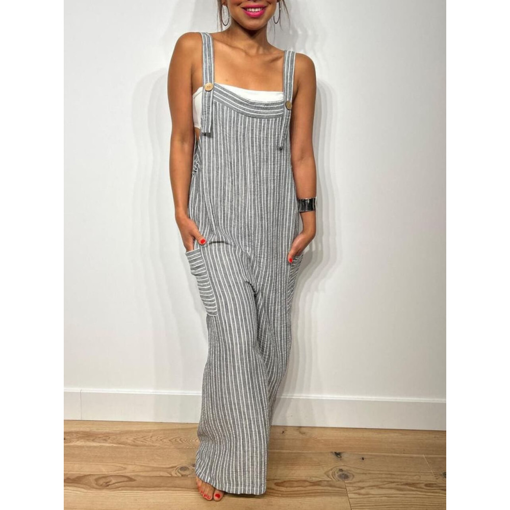 Mono Lino Rayas LONGYAN Gris HEVE