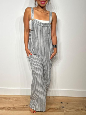 Mono Lino Rayas LONGYAN Gris HEVE