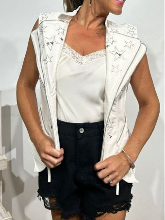 Chaleco Polipiel Estrellas GLAMROCK Blanco HEVE