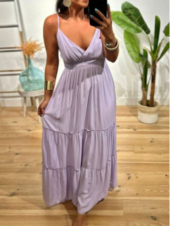 Vestido Largo Paneles NUOLANE Lila HEVE Vestido Largo Paneles NUOLANE Lila HEVE