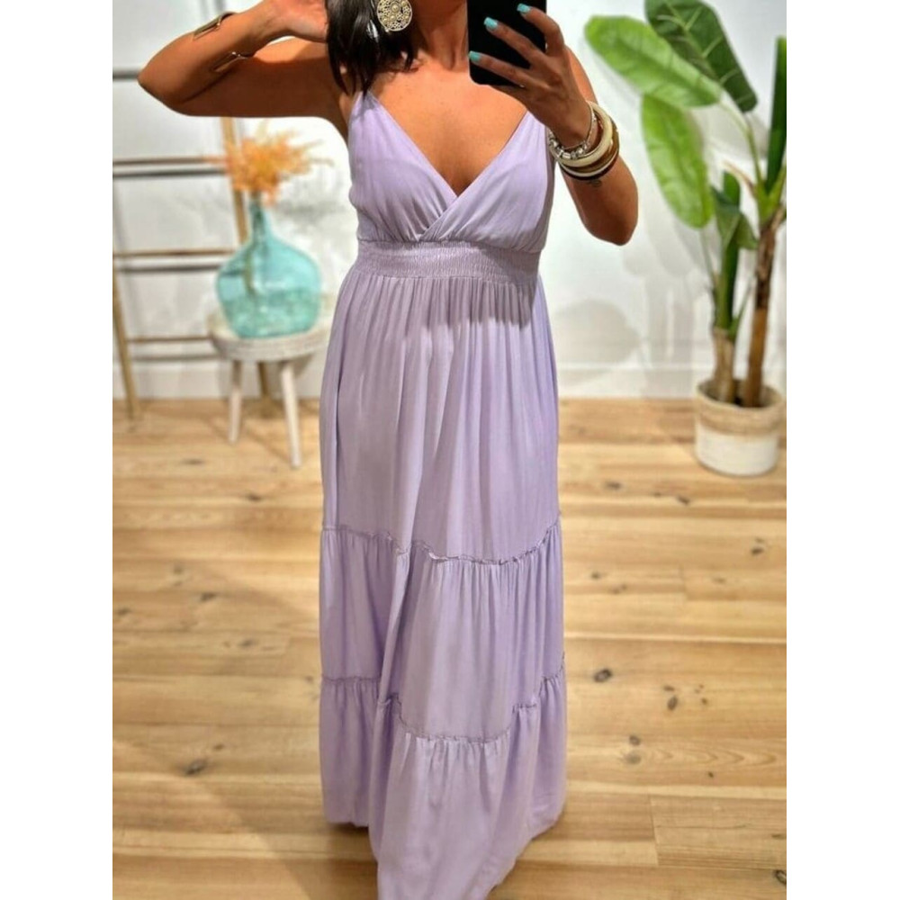 Vestido Largo Paneles NUOLANE Lila HEVE Vestido Largo Paneles NUOLANE Lila HEVE