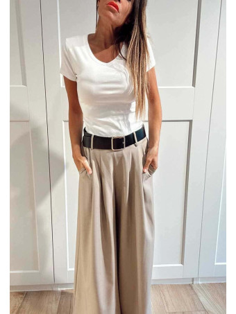 Pantalón Palazzo Cinturón CHARMELLIE Taupe HEVE