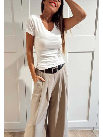 Pantalón Palazzo Cinturón CHARMELLIE Taupe HEVE