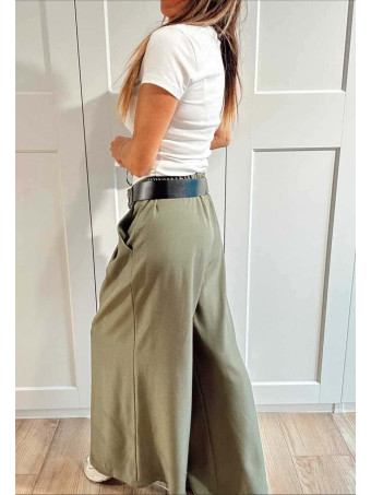 Pantalón Palazzo Cinturón CHARMELLIE Verde Militar HEVE