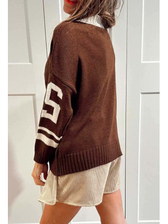 Jersey Varsity Escote Pico TWENTY THREE Marrón HEVE