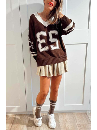 Jersey Varsity Escote Pico TWENTY THREE Marrón HEVE