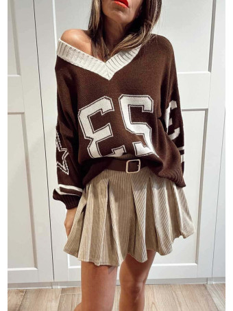 Jersey Varsity Escote Pico TWENTY THREE Marrón HEVE